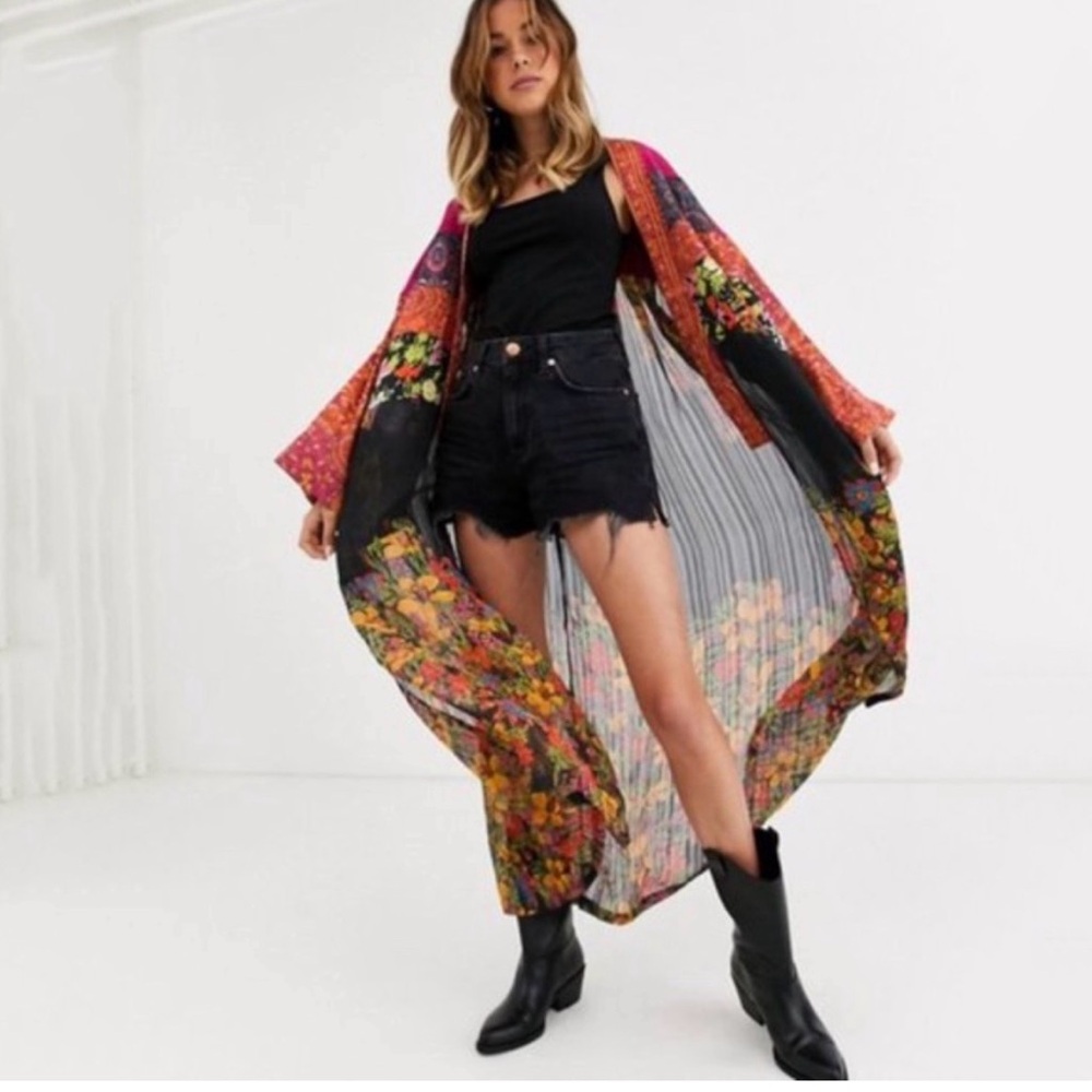 Free People The Young Love Kimono - Midnight Royal Combo  - Size M/L
